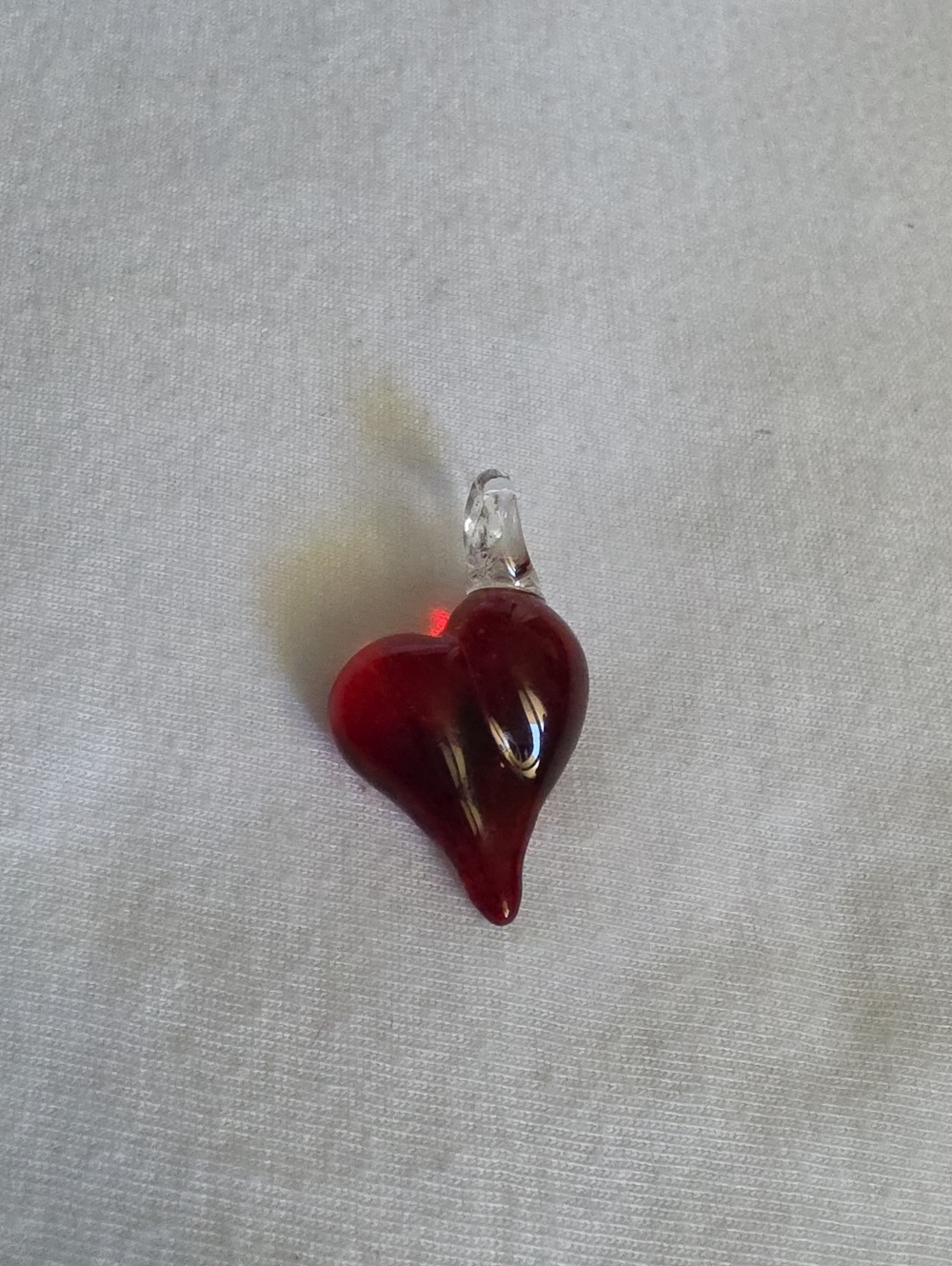 Mexican Red Heart Glass Blown Pendant Necklace Charm
